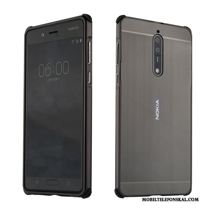 Nokia 8 Metall Trend Silver Personlighet Frame Skal Telefon Hård