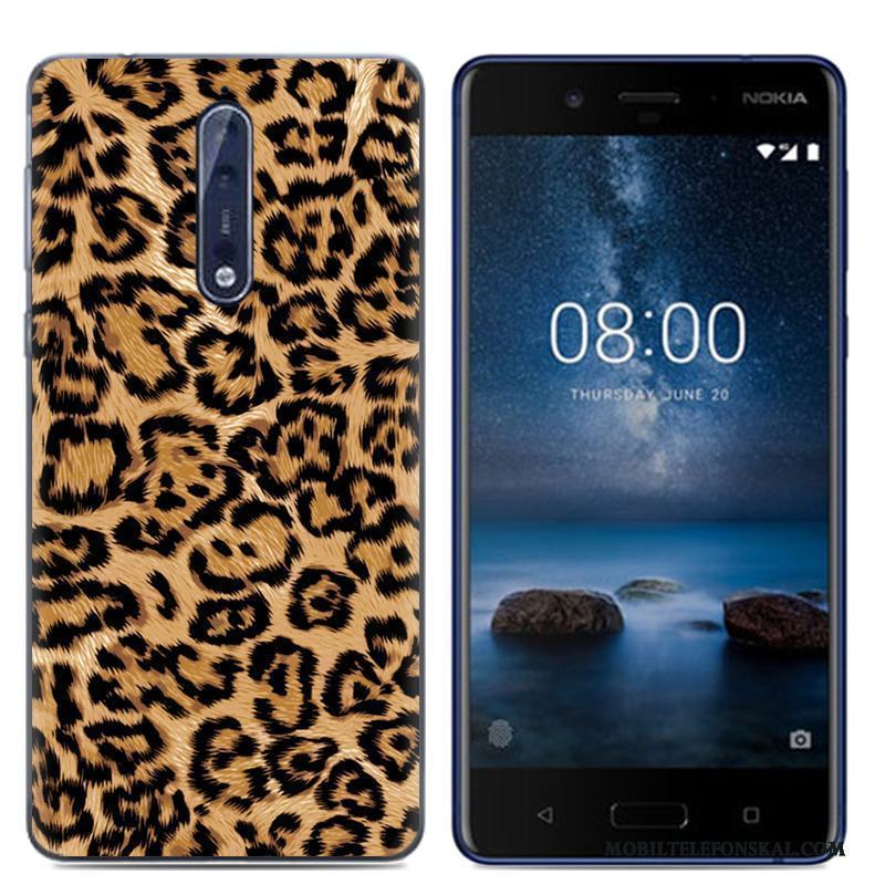 Nokia 8 Mobil Telefon Skydd Mjuk Skal Tecknat Fodral Vit