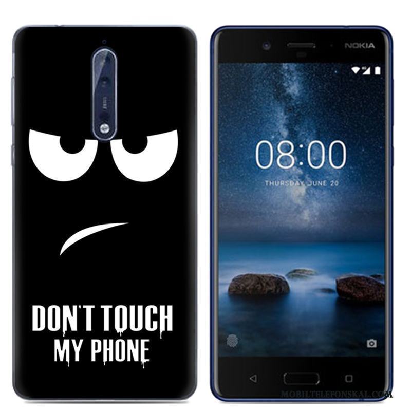 Nokia 8 Mobil Telefon Skydd Mjuk Skal Tecknat Fodral Vit