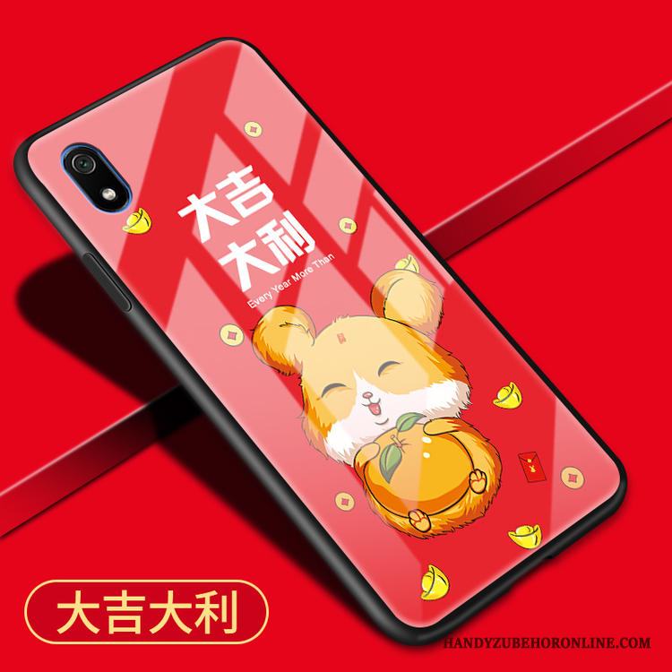 Redmi 7a Mjuk Kreativa Röd Silikon Fallskydd Skal Telefon Glas