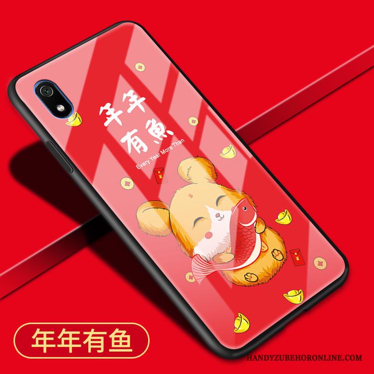 Redmi 7a Mjuk Kreativa Röd Silikon Fallskydd Skal Telefon Glas