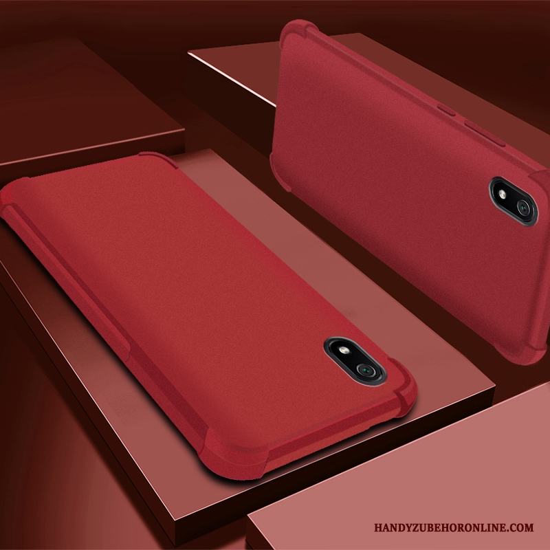 Redmi 7a Nubuck Silikon Röd Purpur Skal Fallskydd Hängsmycken