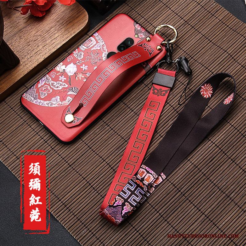 Redmi 8 Skal Röd Silikon Nubuck Lättnad Fallskydd Kreativa Kinesisk Stil