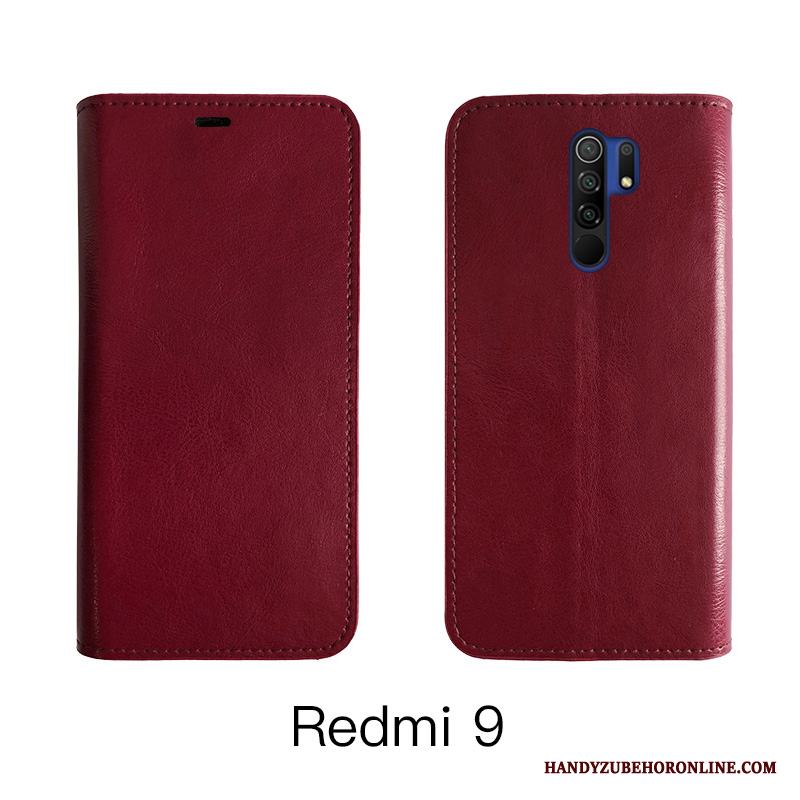 Redmi 9 Business Röd Skal Telefon Fodral Skydd All Inclusive Läder