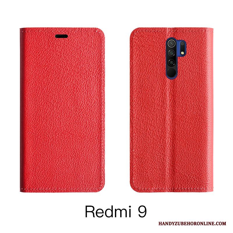 Redmi 9 Kort All Inclusive Täcka Läderfodral Cow Skal Telefon Orange