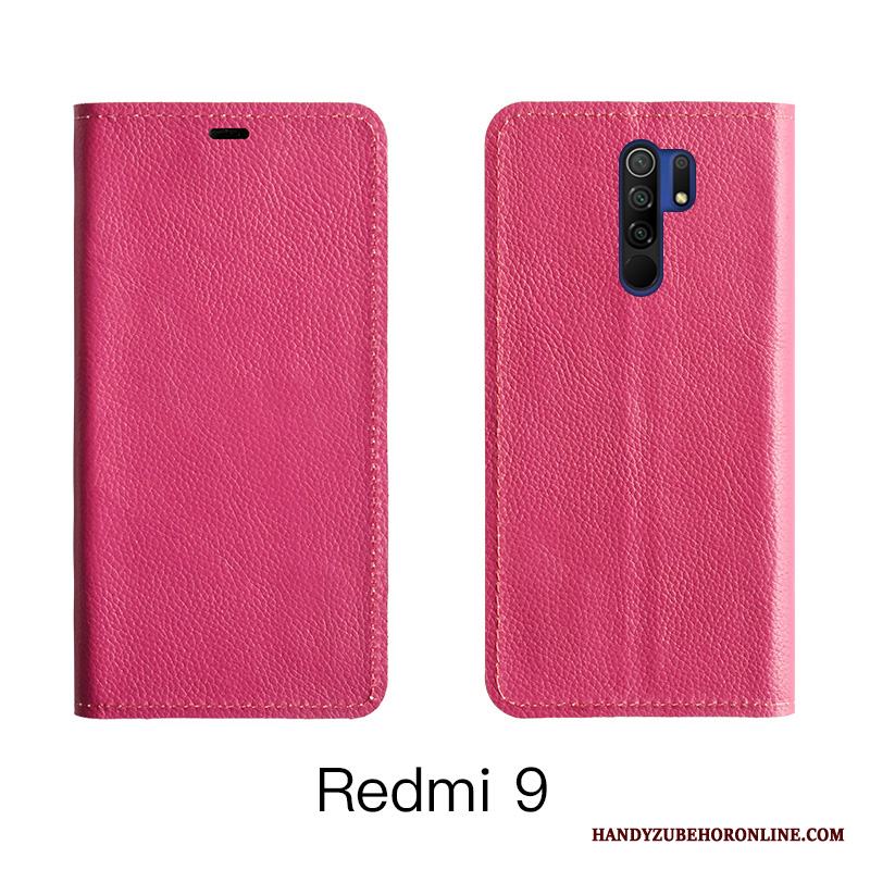 Redmi 9 Kort All Inclusive Täcka Läderfodral Cow Skal Telefon Orange