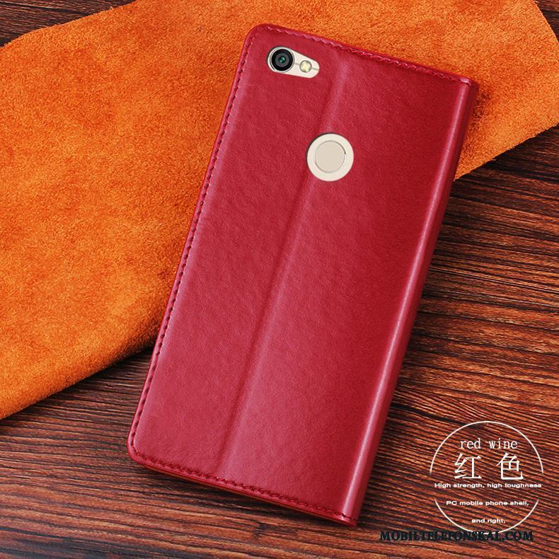 Redmi Note 5a Fodral Skydd Fallskydd All Inclusive Skal Telefon Läderfodral Röd
