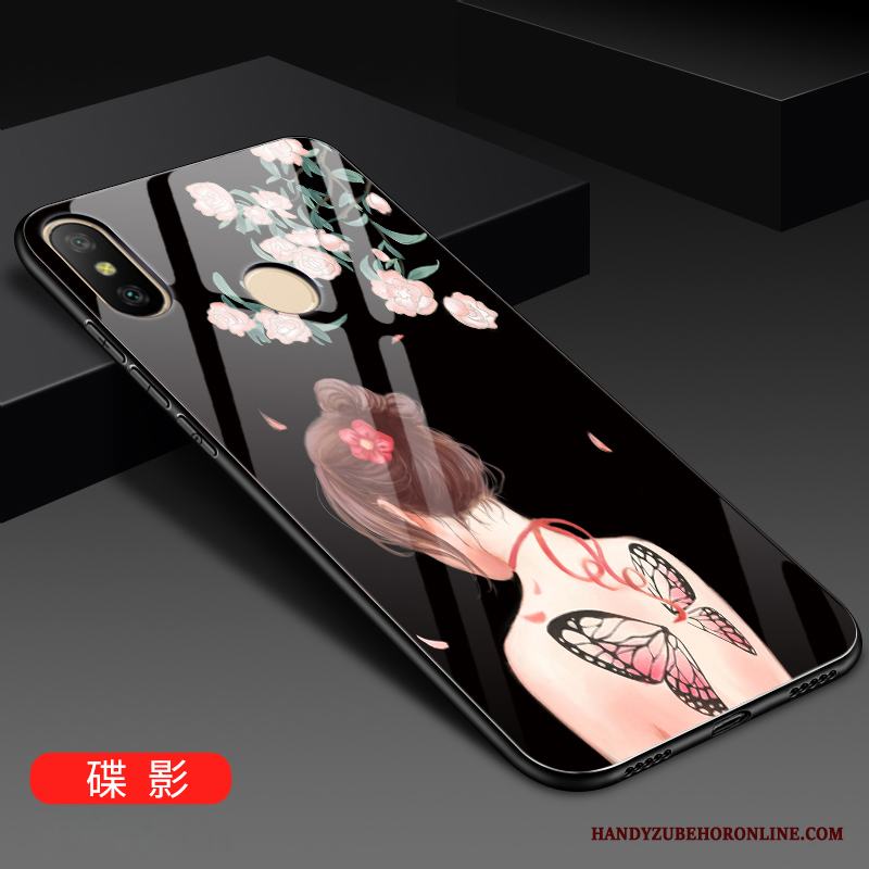 Redmi Note 6 Pro Härdat Glas Blå Skal Telefon Röd Liten Målade