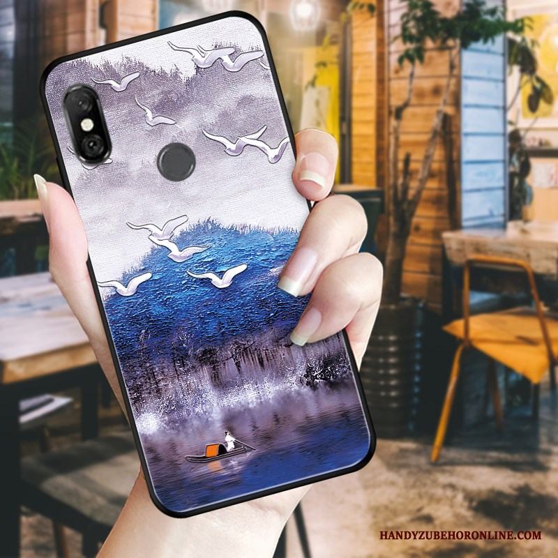 Redmi Note 6 Pro Liten Blomma Grön Skal Telefon Röd Skydd Lättnad