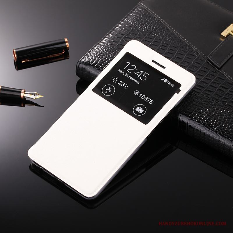 Redmi Note 6 Pro Läderfodral Mobil Telefon Transparent Clamshell Fallskydd Windows Skal Telefon