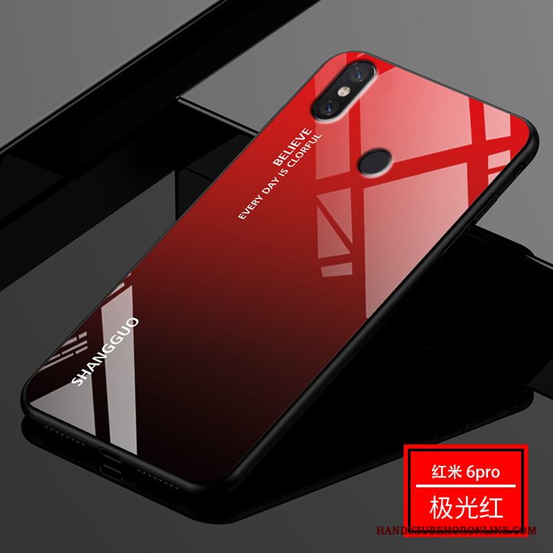Redmi Note 6 Pro Skydd Net Red Röd Purpur Fodral Skal Liten