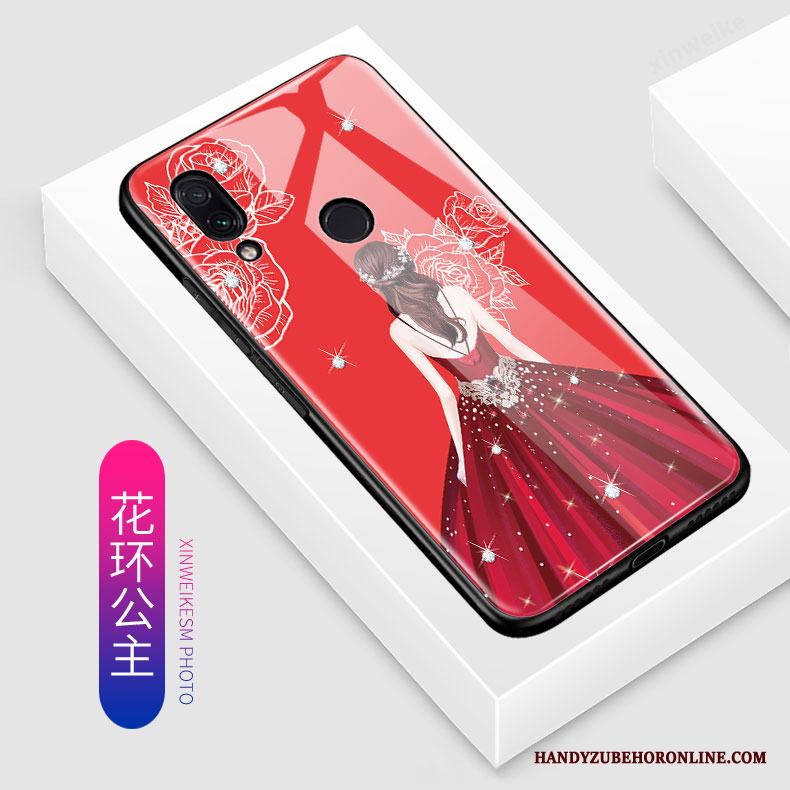 Redmi Note 7 Blå Vacker Glas Skal Telefon Kreativa Tecknat Liten