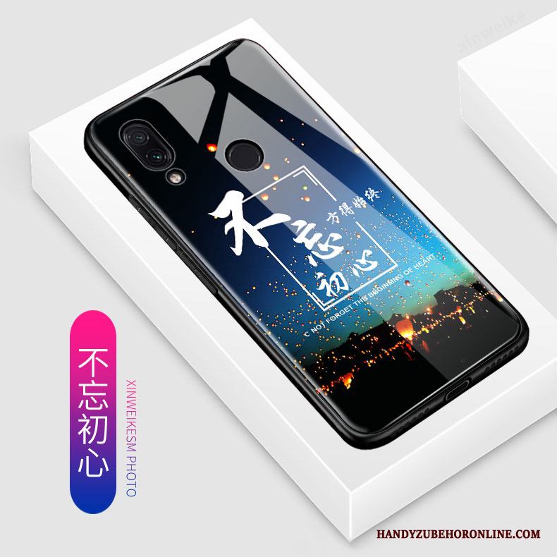 Redmi Note 7 Blå Vacker Glas Skal Telefon Kreativa Tecknat Liten