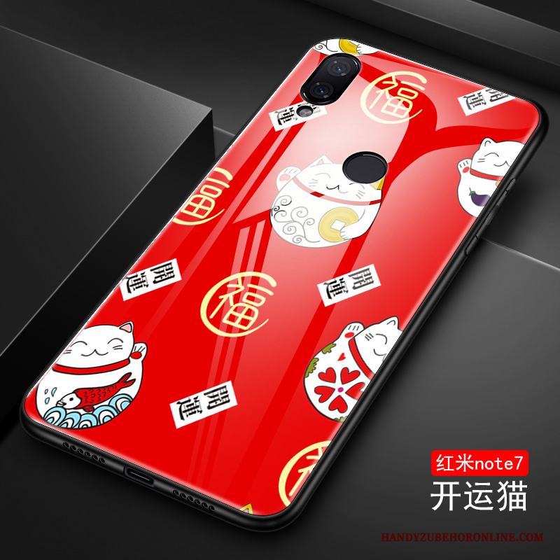 Redmi Note 7 Skal Personlighet Skydd Blå Kreativa Glas Röd Mobil Telefon