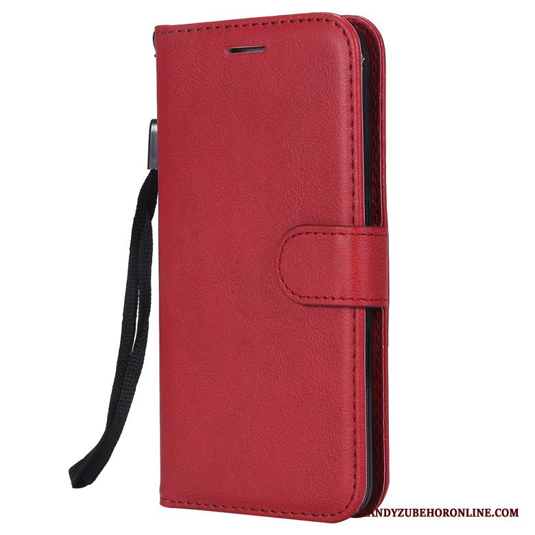 Redmi Note 7 Täcka Fallskydd Mörkblå Röd Skal Telefon Läderfodral Solid Färg