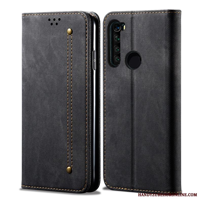 Redmi Note 8t Skal Fallskydd Business Äkta Läder Läderfodral Mode Täcka Röd