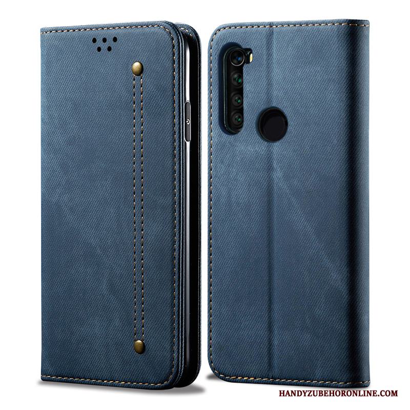Redmi Note 8t Skal Fallskydd Business Äkta Läder Läderfodral Mode Täcka Röd