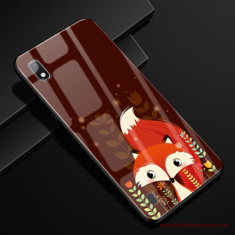 Samsung Galaxy A10 Trend Varumärke Skydd Glas Fodral Skal Telefon Tecknat Röd