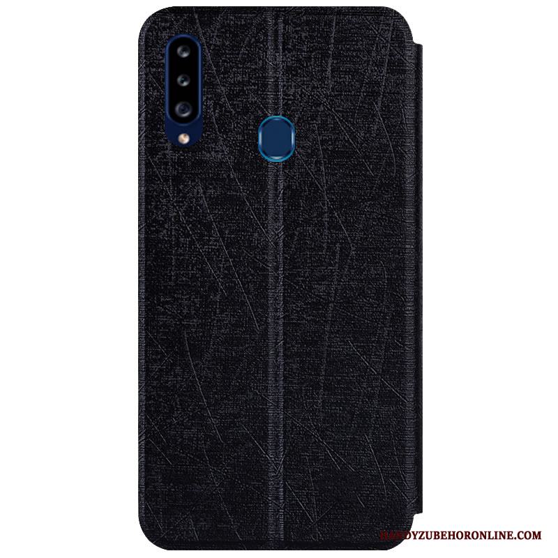 Samsung Galaxy A20s Fodral Skal Telefon Silver Stjärna Täcka Fallskydd Läderfodral