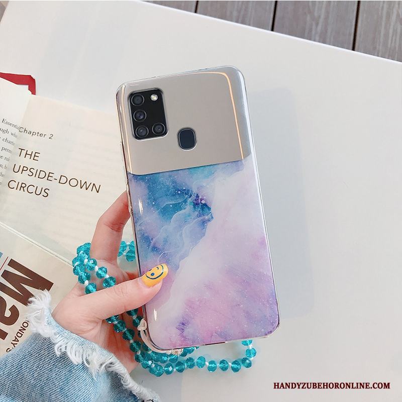 Samsung Galaxy A21s Vit Skal Telefon Kreativa Skydd Stjärna Stor Spegel