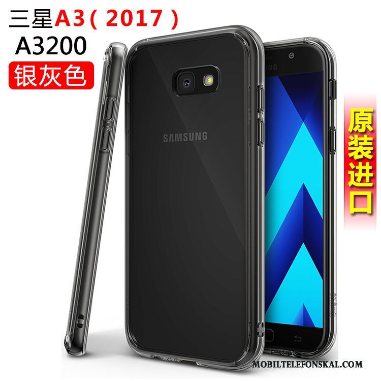 Samsung Galaxy A3 2017 Silikon Vit Stjärna Fodral Skal Telefon Skydd Fallskydd