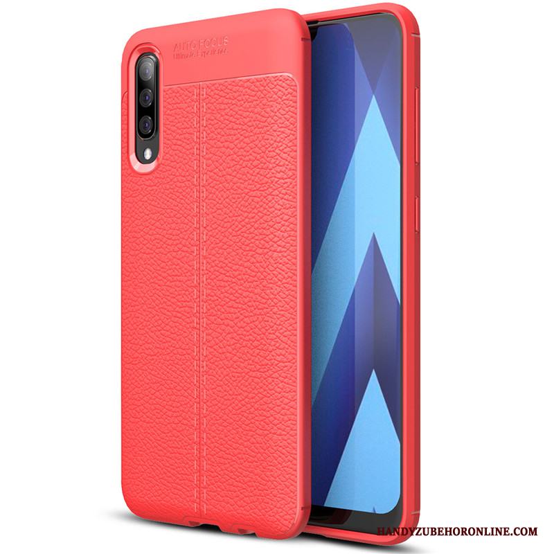 Samsung Galaxy A30s Skydd Skal Telefon Röd Stjärna Läder Mobil Telefon Mjuk