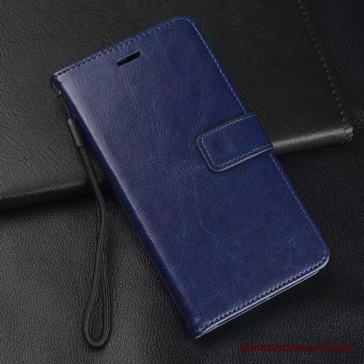Samsung Galaxy A40 Läderfodral Stjärna Skal Telefon Mörkblå Täcka Skydd
