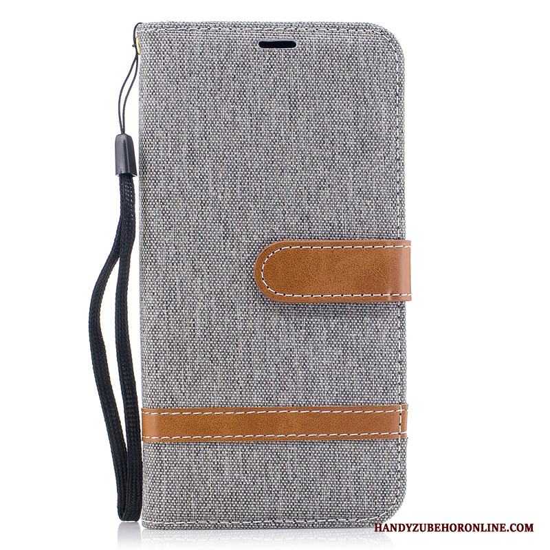 Samsung Galaxy A40 Purpur Skydd Läderfodral Denim Plånbok Skal Telefon All Inclusive