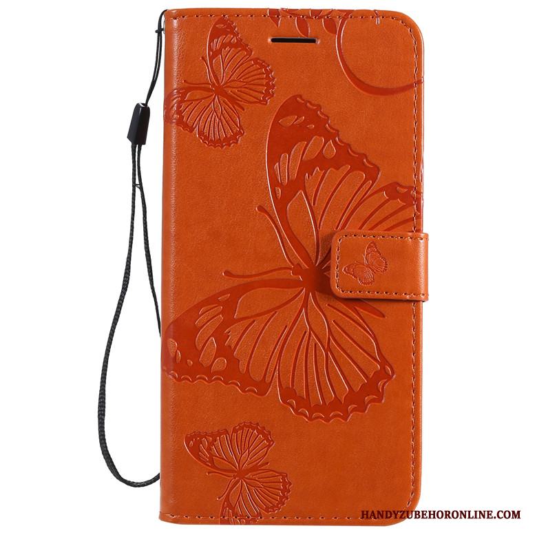 Samsung Galaxy A41 Mjuk Clamshell Skydd Skal Telefon Läderfodral Stjärna Orange