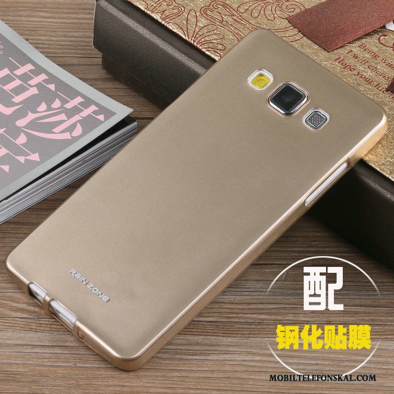 Samsung Galaxy A5 2015 Skal Stjärna Trend Fodral Nubuck Rosa Guld Mjuk Skydd