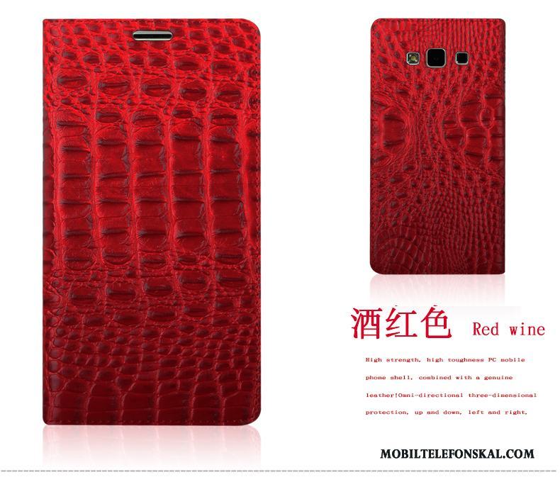 Samsung Galaxy A5 2015 Skydd Skal Telefon Täcka Stjärna Läderfodral Röd Mobil Telefon