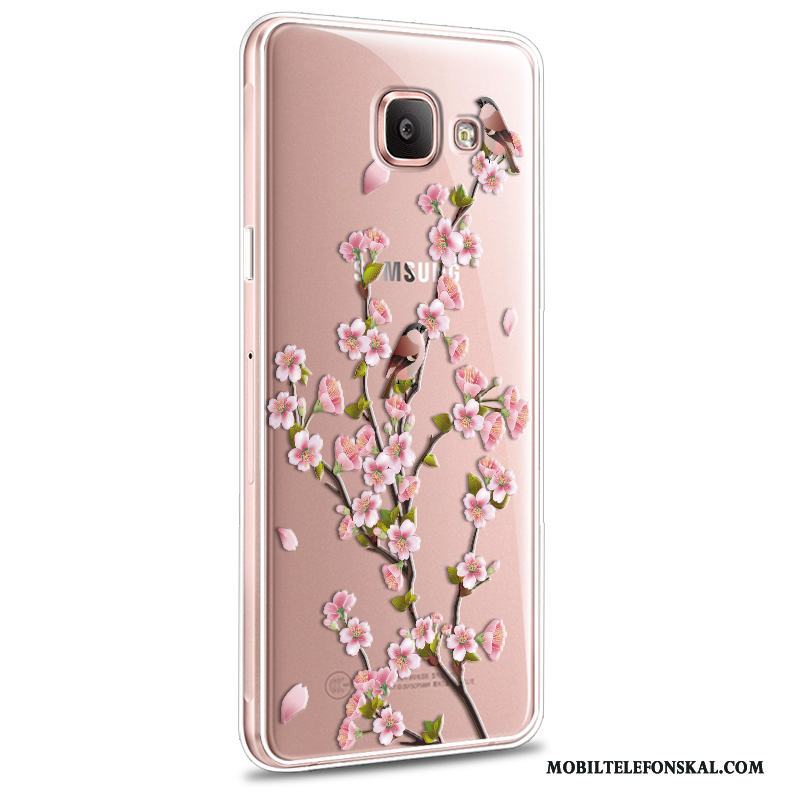 Samsung Galaxy A5 2016 Fodral Rosa Mjuk Skal Fallskydd Silikon Blommor