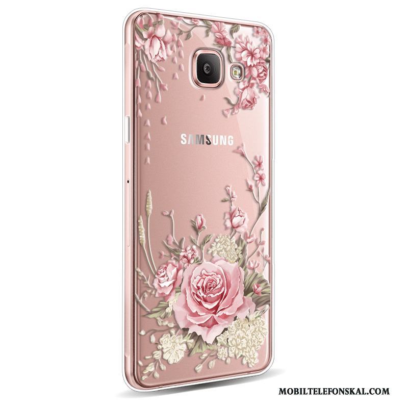 Samsung Galaxy A5 2016 Fodral Rosa Mjuk Skal Fallskydd Silikon Blommor