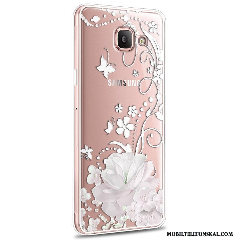 Samsung Galaxy A5 2016 Fodral Rosa Mjuk Skal Fallskydd Silikon Blommor