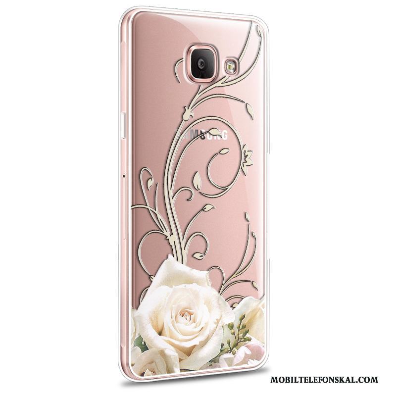 Samsung Galaxy A5 2016 Fodral Rosa Mjuk Skal Fallskydd Silikon Blommor