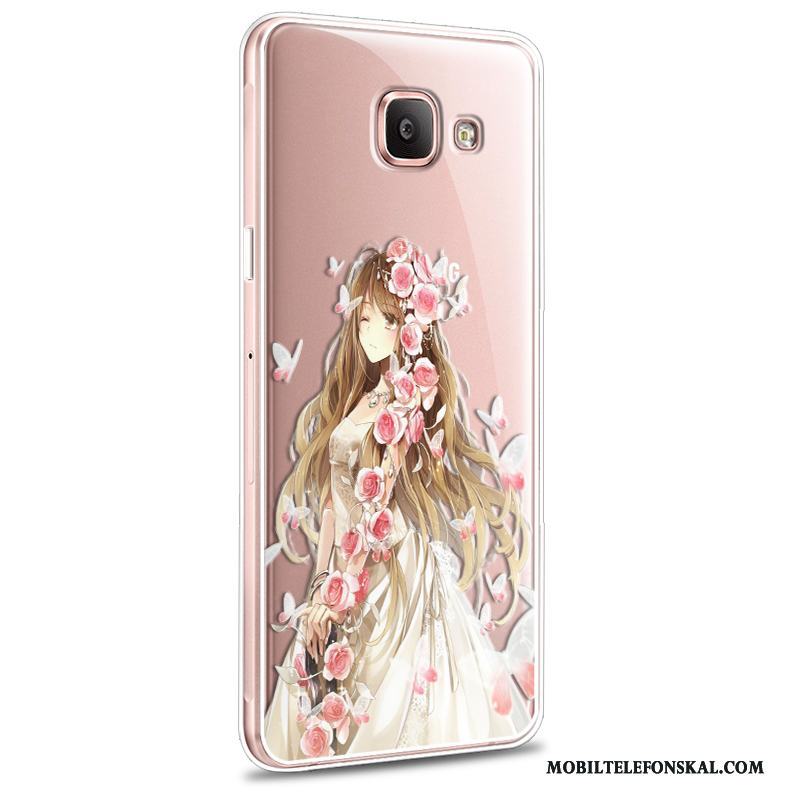 Samsung Galaxy A5 2016 Fodral Rosa Mjuk Skal Fallskydd Silikon Blommor