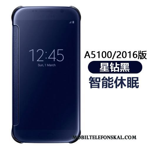 Samsung Galaxy A5 2016 Skydd Skal Telefon Fodral Blå Spegel Läderfodral Täcka
