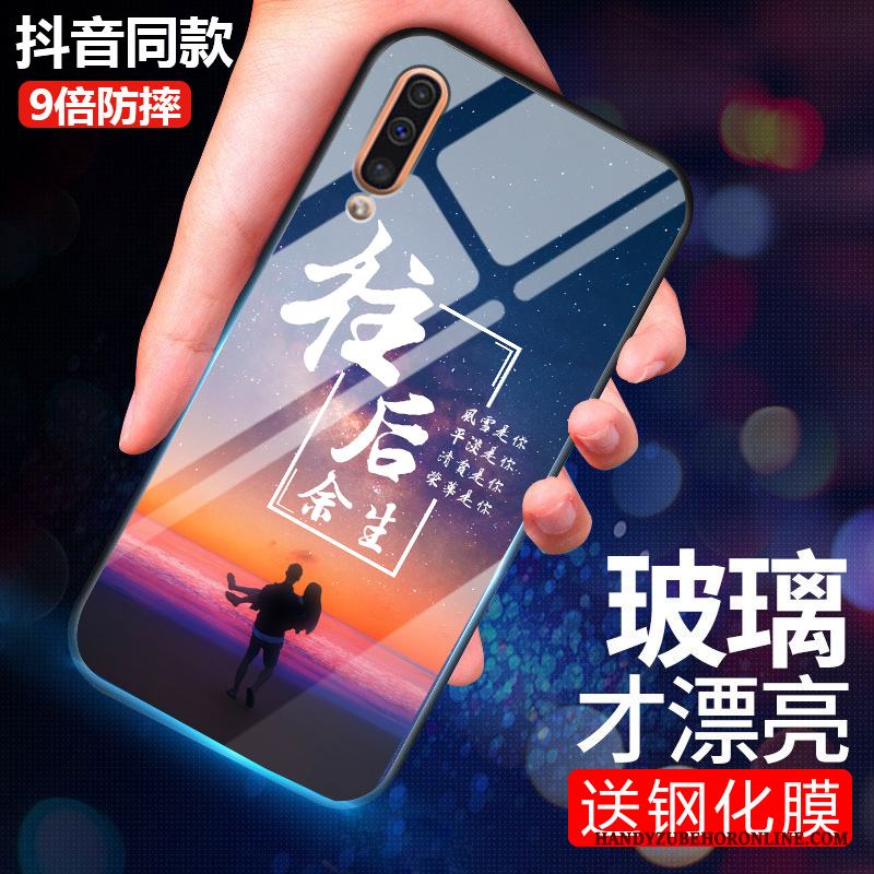 Samsung Galaxy A50 All Inclusive Härdat Glas Kreativa Skal Telefon Stjärna Blå Silikon