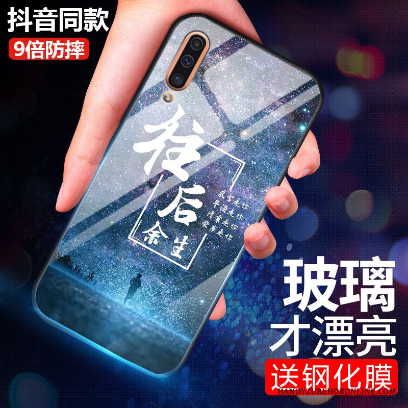 Samsung Galaxy A50 All Inclusive Härdat Glas Kreativa Skal Telefon Stjärna Blå Silikon