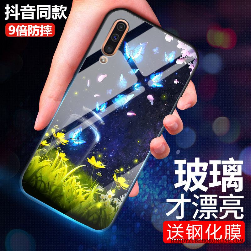 Samsung Galaxy A50 All Inclusive Härdat Glas Kreativa Skal Telefon Stjärna Blå Silikon