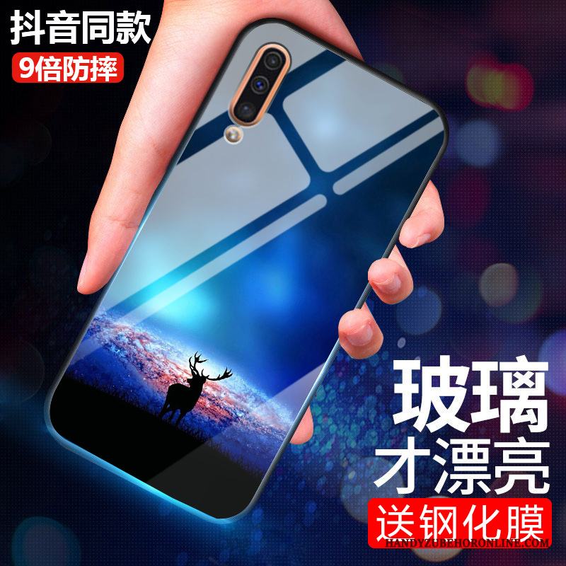 Samsung Galaxy A50 All Inclusive Härdat Glas Kreativa Skal Telefon Stjärna Blå Silikon