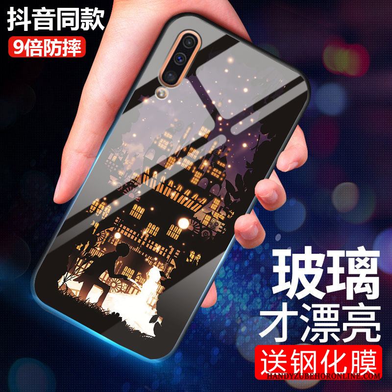 Samsung Galaxy A50 All Inclusive Härdat Glas Kreativa Skal Telefon Stjärna Blå Silikon