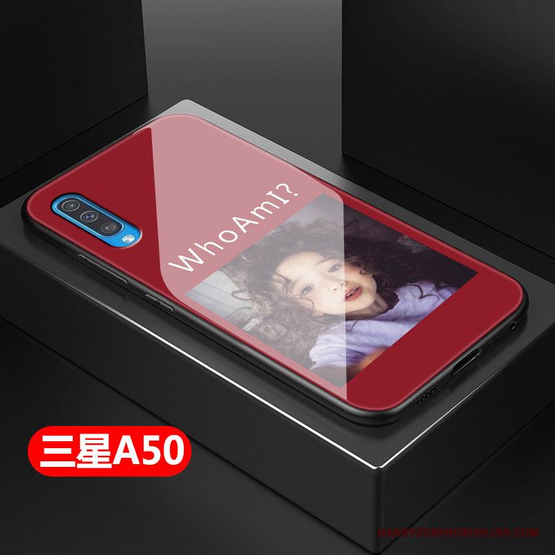 Samsung Galaxy A50 Rosa Stjärna Net Red Hård Fallskydd Glas Skal Telefon