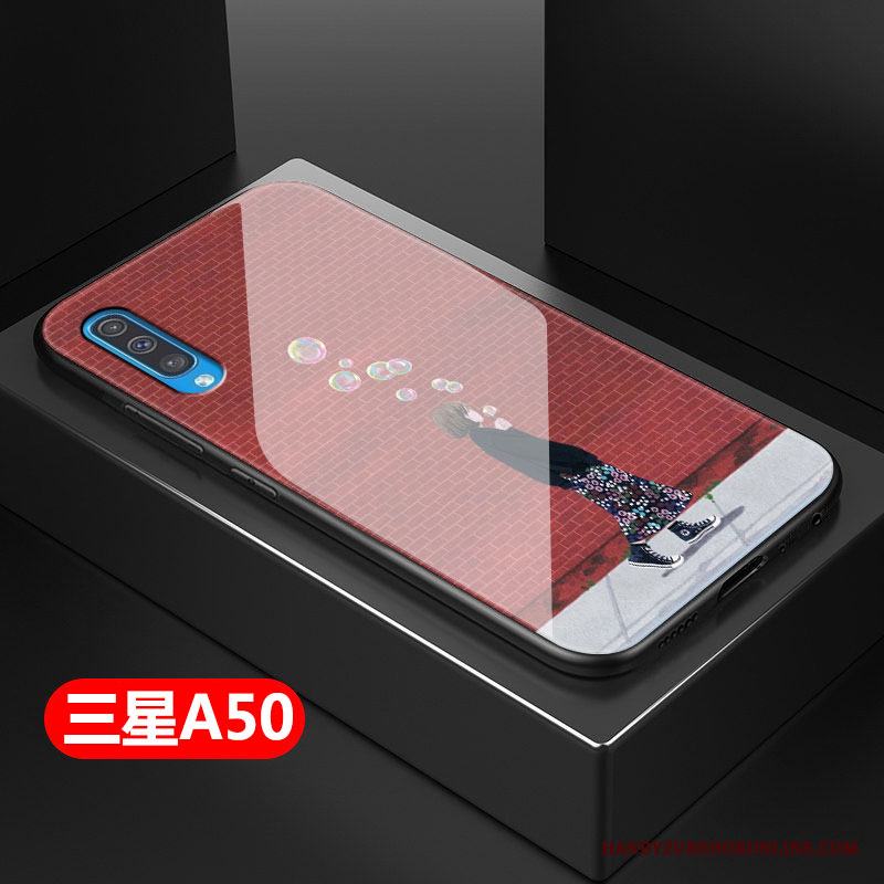Samsung Galaxy A50 Rosa Stjärna Net Red Hård Fallskydd Glas Skal Telefon