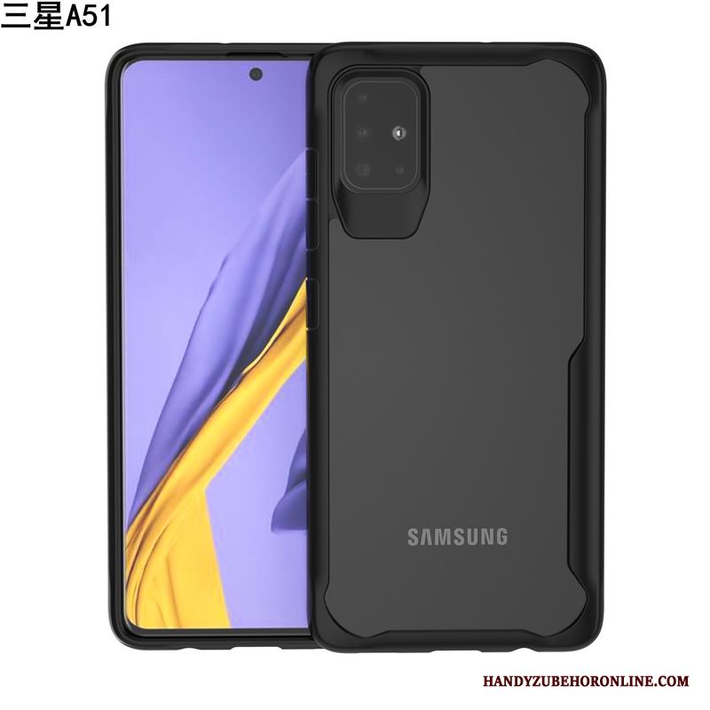 Samsung Galaxy A51 Skal Svart Transparent Skydd Mode Glidskydds Enkel Mjuk