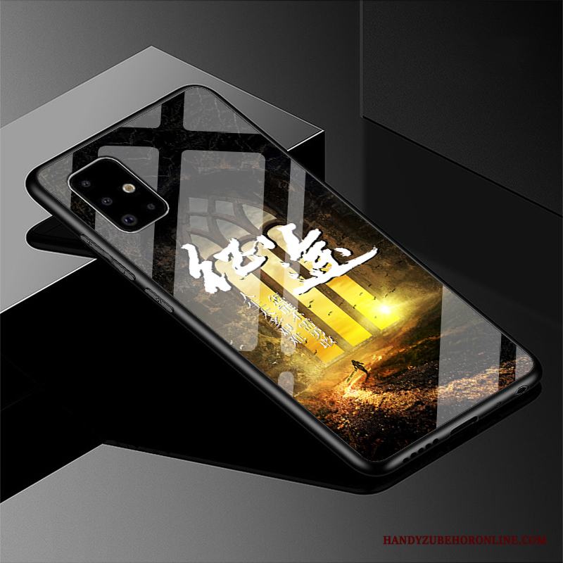 Samsung Galaxy A51 Spegel Skal Trend Varumärke Hård Fodral Personlighet Glas