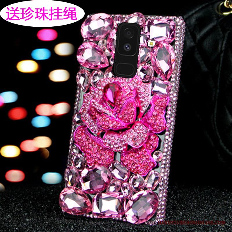 Samsung Galaxy A6+ Rosa Skydd Skal Telefon Stjärna Fodral Strass