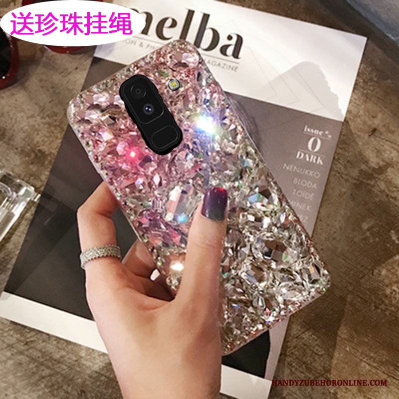 Samsung Galaxy A6+ Rosa Skydd Skal Telefon Stjärna Fodral Strass