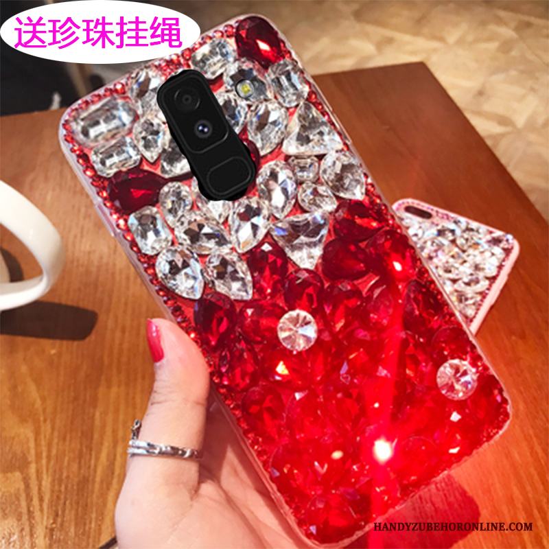 Samsung Galaxy A6+ Rosa Skydd Skal Telefon Stjärna Fodral Strass