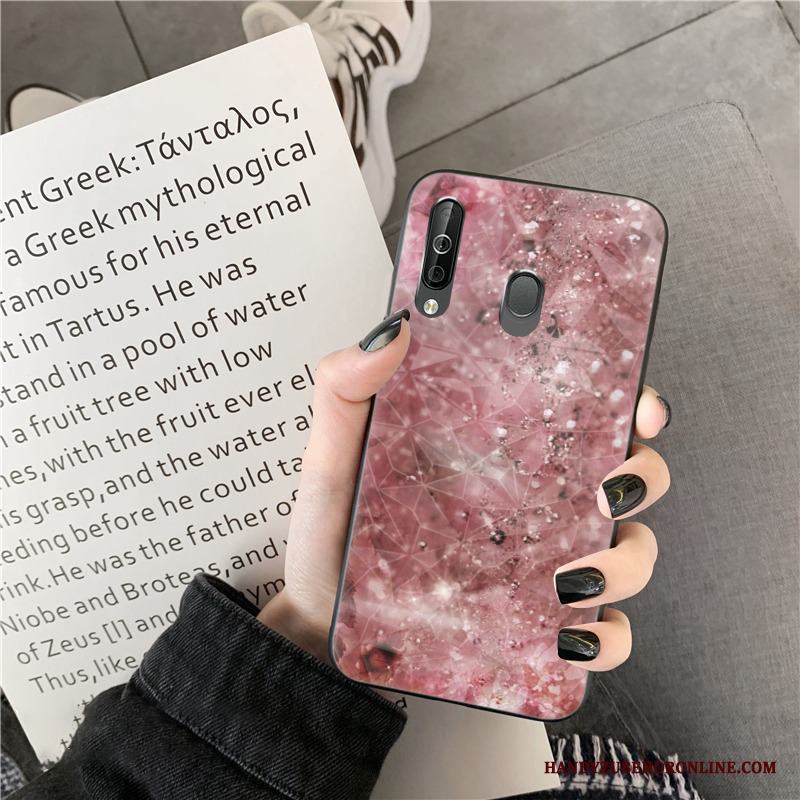 Samsung Galaxy A60 Ljust Net Red Silikon Rosa Diamantform Skal Telefon Stjärna